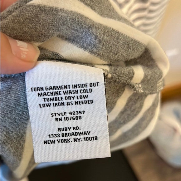 Ruby Rd. Striped Long Sleeve Tee in Gray and White - Picture 5 of 8